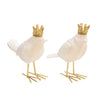 Sagebrook Home AR10431-07 Polyresin Birds with Crown, White/Gold, Set of 2