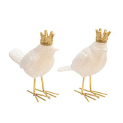 Sagebrook Home AR10431-07 Polyresin Birds with Crown, White/Gold, Set of 2