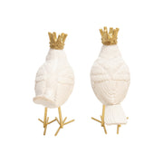 Sagebrook Home AR10431-07 Polyresin Birds with Crown, White, Set of 2