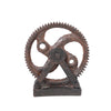 Sagebrook Home AR10433-02 6.5" Ec, Rust Tone Gear Decor, Resin