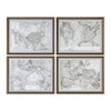 Uttermost 33639 World Maps Framed Prints S/4