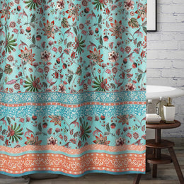 Greenland Home Fashions Audrey Turquoise Shower Curtain – 72×72 in, Water-Resistant