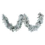 Vickerman B160312 9' Flocked Ashton Pine Artificial Christmas Garland Clear Dura-lit Incandescent Mini Lights