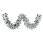 Vickerman B169112LED 9' Flocked Castle Pine Artificial Christmas Garland Warm White Dura-lit LED Mini Lights