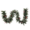 Vickerman B166313LED 9' Snow Tipped Pine and Berry Artificial Christmas Garland Warm White Dura-lit LED Mini Lights