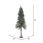 Vickerman B907361LED 6' Natural Bark Alpine Artificial Christmas Tree Warm White Dura-lit LED Lights