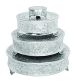 Benzara Intricately Designed Aluminum Cake Stand, Set of 4, Silver
