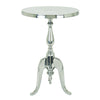 Benzara Traditional Style Aluminum Accent Table With Pedestal Base, Silver