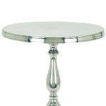 Benzara Traditional Style Aluminum Accent Table With Pedestal Base, Silver