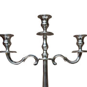 Benzara 21 Inches Handcrafted 3 Arms Aluminum Candelabra in Traditional Style, Polished Silver