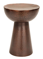 Benzara Vintage Style Metal Stool in Dimple Pattern, Bronze