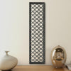 Benzara Rectangular Mango Wood Wall Panel with Cutout Lattice Pattern, Burnt Black