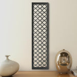 Benzara Rectangular Mango Wood Wall Panel with Cutout Lattice Pattern, Burnt Black