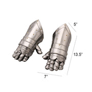 Benzara Metal Armor Hand Gloves Pair, Silver