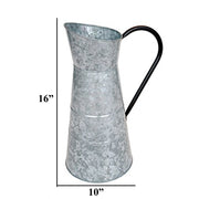 Benzara Farmhouse Style Galvanized Metal Jug with Handle, Gray