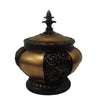 Benzara Traditional Lidded Decorative Box With Intricate Carvings, Black and Gold