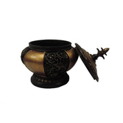 Benzara Traditional Lidded Decorative Box With Intricate Carvings, Black and Gold