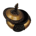Benzara Traditional Lidded Decorative Box With Intricate Carvings, Black and Gold