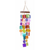 Benzara Exquisite Wind Chime with Wooden Round Top and Ring Handle, Multicolor