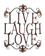 Benzara BM03099  Live Laugh Love Metal Wall Art, Brown