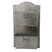 Benzara Galvanized Two Tier Metal Wall Pocket Organizer, Gray
