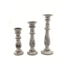 Benzara BM03596  Distressed Mango Wood Pillar Shaped Candle holder, Set of 3, White