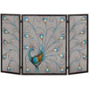 Benzara Peacock Themed Metal 3 Panel Fireplace Screen, Multicolor