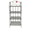 Benzara Four Tier Metal Foldable Bakers Rack with Flower Motifs, Black