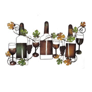 Benzara Classy Metal Based Wine Wall Decor, Multicolor