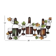 Benzara Classy Metal Based Wine Wall Decor, Multicolor