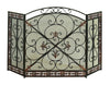 Benzara Traditional 3 Panel Metal Fire Screen With Filigree Design, Bronze