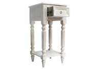 Benzara Spacious Mango Wood Side Table with Metal Ring Handle, Washed White