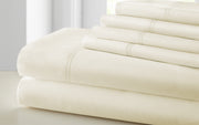 Tours 6 Piece Cotton Queen Size Sheet Set with Double Hem The Urban Port, Cream