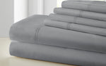 Tours 6 Piece Cotton Queen Size Sheet Set with Double Hem The Urban Port, Gray
