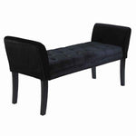 Benzara Fabric Button Tufted Padded Bench with Flared Cushioned Armrests, Black