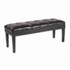 Benzara Bonded Leather Padded Bench with Button Tufted Details, Dark Brown