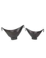 Benzara Oval Metal Container with Hammered Details and Ring Handles,Set of 2,Bronze