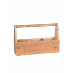 Benzara Wooden Toolbox with 3 Compartments and Handle, Brown