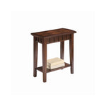 Benzara Rectangular End Table with Harlequin Pattern Top and Tapered Legs, Brown