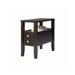 Benzara Wooden End Table with Upper Shelf and 2 Drawers, Dark Brown