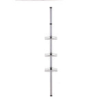 Benzara BM101199 3 Racks Metal Frame Telescopic Pole with Tubular Legs, Chrome