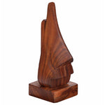 Benzara Hand Carved Wooden Nose Shaped Spectacle Holder, Brown