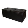 Benzara BM103379 Wooden Shoe Storage Bench with Tufted Leatherette Seating, Dark Brown