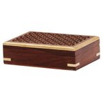 Benzara Mango Wood Jewelry/ Storage Box with Detailed Pattern, Brown