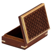 Benzara Mango Wood Jewelry/ Storage Box with Detailed Pattern, Brown