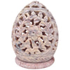 Benzara Stylish Soapstone Candle / Tea-Light Holder with Openwork Carvings, White