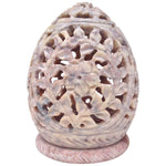 Benzara Stylish Soapstone Candle / Tea-Light Holder with Openwork Carvings, White