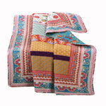 Benzara BM116974 60 x 50 Polyester Throw Blanket with Geometric and Floral Print, Multicolor