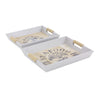 Benzara Spacious Wood Tray, Set of 2, Gray And Brown
