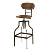 Benzara Industrial Style Wooden Swivel Bar Stool With Metal Base, Gray and Brown